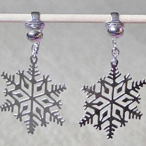 Classic Christmas Silver Snowflake Earrings by Avon